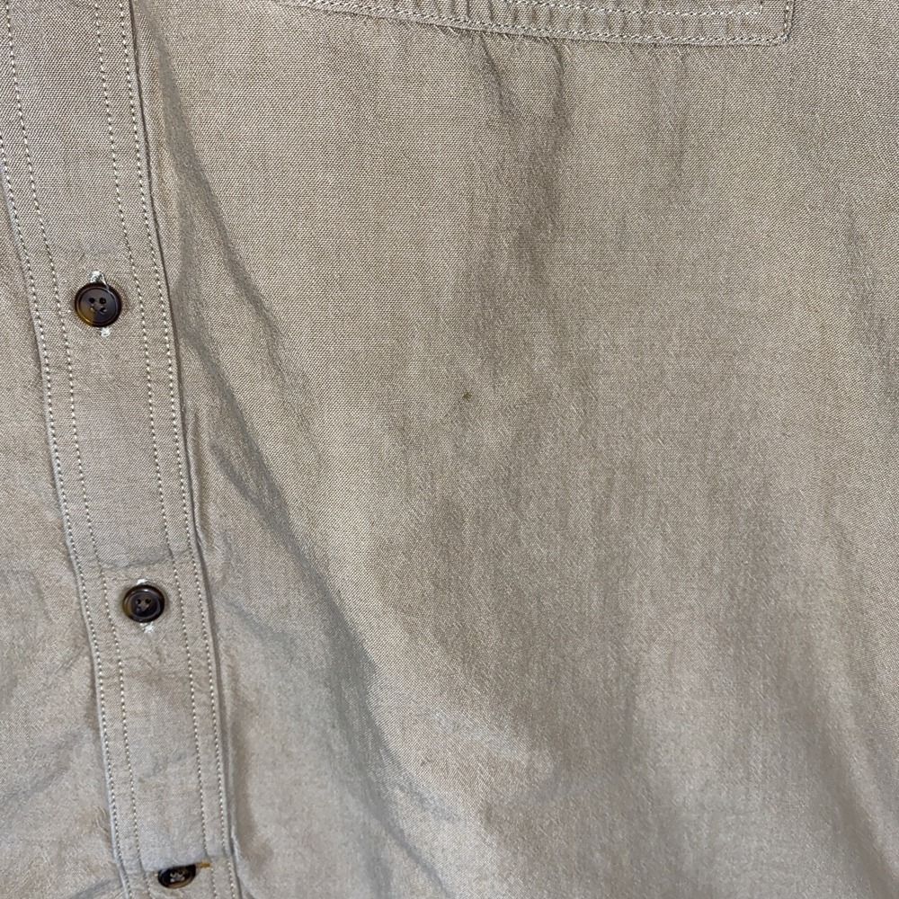 Carhartt Short Sleeve Button Down Shirt Men's 2XL Tan Brown Chambray Loose Fit - Picture 3 of 8